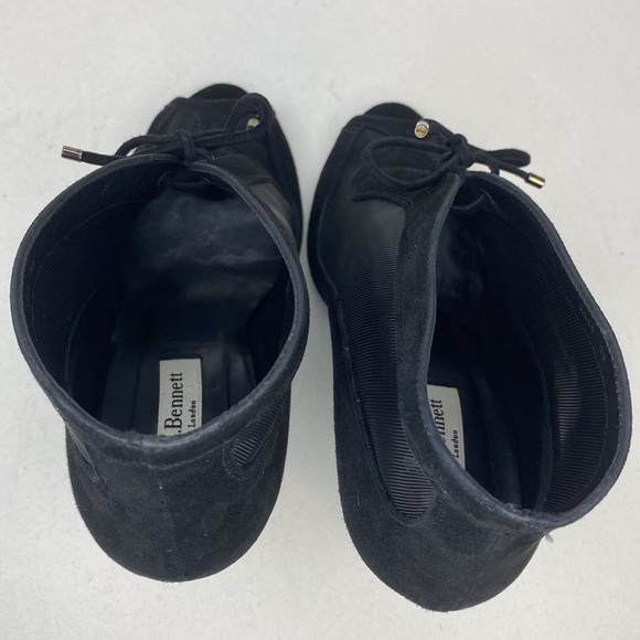 L.K. Bennett Suede Mesh Peep-Toe High Heels, Black, EU 39= Women's US size 8 - Picture 13 of 14